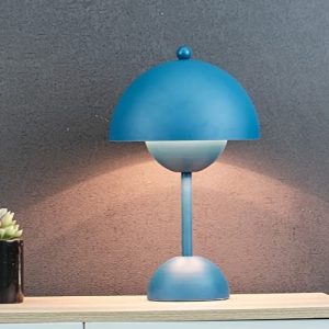 Rickaron Touch Control Table Lamps 11.8” Navy Blue Mushroom Desk Lamp Bedside Small Lovly Flower Bud Design Modern Night Light *No Lightbulb Included