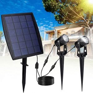 Led Solar Powered Landscape Spotlights, DLLT Waterproof Outdoor Landscaping Lights, 2-in-1 Solar Garden Exterior Wall Light for Tree Flag Yard Pool Lawn Driveway Security Lamps, Wireless Daylight