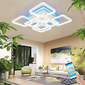 AHAWILL Dimmable Ceiling Light,Flush Mount Light Fixtures Modern LED Ceiling Lightwith App Bluetooth Connection/Remote Control,75W Ambient Light for Bedroom Living Room,Office, Kids Room, etc.…