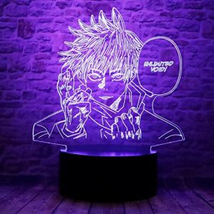 Cute Jujutsu Kaisen Satoru Gojo Japanese Anime Character 3D Optical Illusion LED Bedroom Decor Sleep Table Lamp with Remote 7 Colors Visual Night Light Birthday Christmas Gifts for Kids