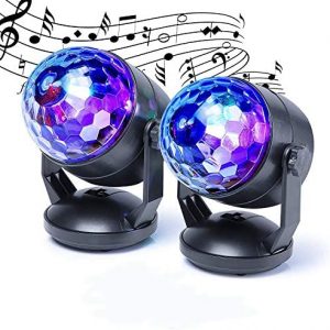 Sound Activated Party Lights – Multi LED Lighting Modes + Rotating Speed Control, Lights for TikTok, Dj Lighting, RGB Disco Ball, Strobe Light for Dance Parties
