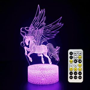 Unicorn Night Light Toys 3D Lamp for Kids 7 Colors Changing with Smart Touch & Remote Control & Timer for Baby Toys Princess Bedroom Decor As Birthday Gifts Idea