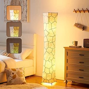 Floor Lamp, chiphy 64″ Dimmable Tall Lamp, 3 Levels Adjustable Brightness 12W/2 LED Bulbs(2400 Lumens, 100 Watt Equivalent) and Marble Fabric Lampshade, Modern for Living Room, Bedroom and Kids Room