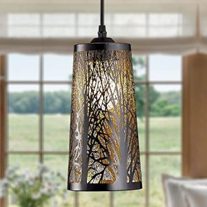 Farmhouse Black Pendant Light Vintage Rustic Mini Pendant Lighting Fixture with Gold Finish Retro Industrial Pendant Lamp for Kitchen Island, Dining Room, Bedroom, Hallway, Living Room