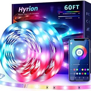 60ft Music Sync Led Lights for Bedroom, Bluetooth Color Changing RGB Led Lights, Wireless Led Strip Lights for Home Decoration