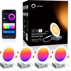 Lumary Smart Recessed Lighting Slim 6 Inch – LED Recessed Lights 13W 1100LM WiFi LED Retrofit Downlight with Junction Box Work with Alexa/Google Assistant(6inch-4PCS)