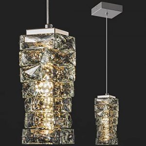 Pendant Lighting Modern Pendant Light , Mini Crystal Chandeliers,Adjustable Pendant Light Fixture for Kitchen Island Dinning Room Bedroom (Chrome 1-Light)