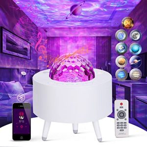 Ocean Wave Projector with Remote Control, Galaxy Starry Night Light Projector, Ceiling Light Projector Room Decor with Bluetooth Music Speaker Timer White Noise, 14 Colors LED Light for Kids Adults