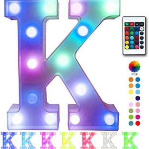 Pooqla Colorful LED Marquee Letter Lights with Remote – Light Up Marquee Signs – Party Bar Letters with Lights Decorations for The Home – Multicolor K