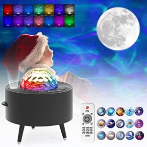 Galaxy Projector, HUGOAI Galaxy Lighting Star Projector for Bedroom with White Noise & 15 Color Effects, Night Light with Timer & Wireless Connection for Adults Kids Room Christmas Gifts