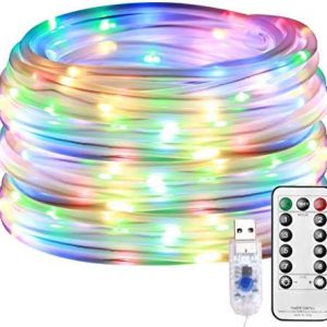 LE LED Rope Lights Outdoor, Multi Colored Indoor String Lights with Remote, 8 Modes, Waterproof, 33ft 100 LED USB Powered Fairy Lights for Bedroom, Garden, Patio, Kids Room, Deck, Christmas Decoration