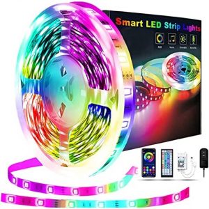 Led Lights for Bedroom Reemeer 50ft, Led Strip Lights Music Sync Color Changing Led Lights with App Control and Remote, Led Light Strips Used for Party, Home Decoration