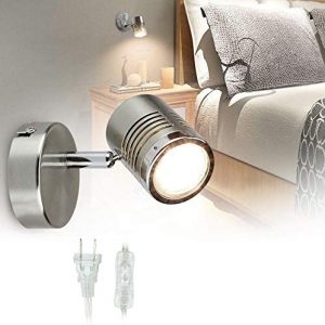 DLLT Mini Directional Wall Spot Light, Adjustable Flush Mount Ceiling Plug Track Lighting for Bedside, Hallway, Headboard Picture, Kitchen, Bedroom, Office, Warm White