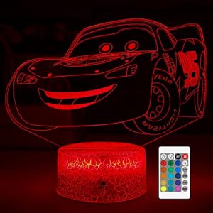 3D Cars Night Light for Kids – 3 Patterns & 16 Color Change Decor Lamp with Timer, Remote Control & Touch – Baby Cars Toys for Boys, Girls- Birthday & Christmas Gifts for Kids and Car Fans