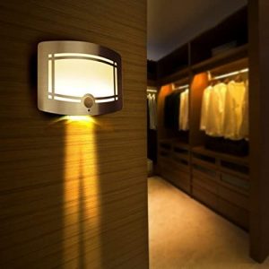 SUNNIOR Wall Lamp Motion Sensor Battery Operated Wall Sconce Dimmable Modern Wall Light Fixtures for Indoor Outdoor Bedroom Living Room Hallway Stairway Home Theater Warm White