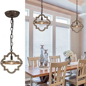 Vintage Farmhouse Pendant Light Wood Chandelier Rustic Hanging Chandelier Lighting for Dining Room Bedroom Kitchen Island Foyer Hallway