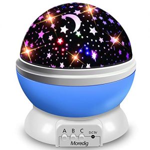 Moredig Star Projector Night Light for Kids, Baby Night Light Projector 360 Degree Rotating Baby Projector with 8 Color Light Change for Kids Room – Blue