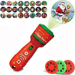 MONEYN Slide Projector Torch Projection Light, Christmas Day Children’s Light Projector Fun Lighting Flashlight, Kids Toddler Fun Cognition Bedtime Education Projection Light (Random Color 1pcs)
