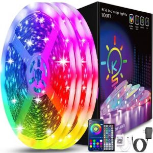 Keepsmile 100ft Led Strip Lights (2 Rolls of 50ft) Bluetooth Smart App Music Sync RGB Color Changing Led Light Strip with Remote and Power Adapter,Led Lights for Bedroom Room Home Decor Party Festival