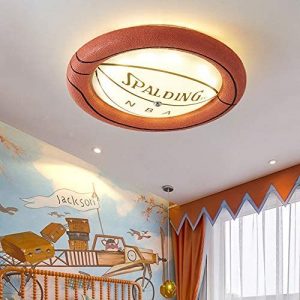 LAKIQ Boys Room LED Ceiling Chandelier Flush Mount Light Fixture Resin and Glass Creative Basketball Shape Modern Close to Ceiling LED Lighting for Kid’s Room Boys Bedroom Kindergarten (Warm Light)