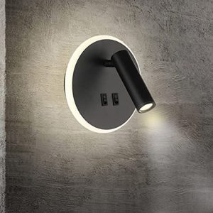 Wall Wash Light Black Bed LED with Interior Wall Adjustable Spotlight Reading lamp aluminio Wall lamp for Hallway Bedroom Stairs Hotels Indoor Bedside Lamp 3000K (3W + 9W)