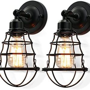 Farmhouse Wall Sconces 2pack, Vintage Wall Light Fixtures, Wire Cage Wall Sconces, Industrial Wall Sconces, Modern Sconces Wall Lighting, Retro Wall Mount Light for Bedroom Hallway