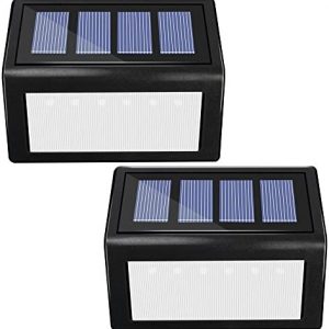 2 Pack Outdoor Solar Lights, ANDEFINE 6 LED Solar Pathway Lights Waterproof Security Lamps for Garden Back Door Step Stair (White Light)