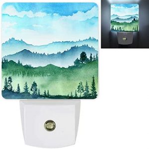 Green Mmountain Nightlight Plug into Wall with Auto Dusk to Dawn Sensor Plug-in Led Night Lights,Natural Fresh Forest in Spring Brightness Nightlight for Hallway,Bedroom, Kids Room, Kitchen, Stairway