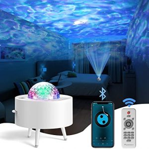 Lumoonosity Ocean Wave Projector – Water Light Projector for Bedroom, Kids Room Decor – Ocean Galaxy Night Light with Bluetooth Speaker – Starry Light with 9 Planet, Star, Water Wave Effect