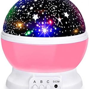 Baby Night Lights, Moon Projector 360 Degree Rotation – 4 LED Bulbs 8 Color Changing Light, Romantic Night Lighting Lamp, Unique Gifts for Birthday Nursery Women Children Kids Baby