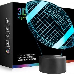 Football 3D Night Light Lamps for Kids, Soccer 7 LED Color Changing Table Desk Lamps Lighting Cool Toys Gifts Birthday Xmas Decoration for Sports Fan