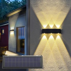 Solar Outdoor Lights Waterproof Up and Down Wall Lamp Dusk to Dawn Outdoor Lighting for Yard Deck Garden Garage Walkway Street