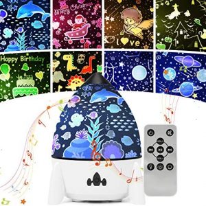 Night Light Projector for Kids – Star Light Projector for Bedroom, 7 Lighting Modes Mood Lights for Baby Boys Girls Teens Adults Children Room, with Remote Control and 8 Sets of Film