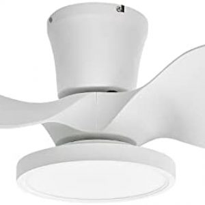 Roomratv Quiet Ceiling Fan with LED Light 3 CCT in One 22 inch DC Moter Large Air Volume Remote Control for Kitchen Bedroom Dining room Patio White