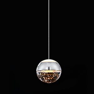 JoollySun Mini Pendant Lighting for Kitchen Island: Globe Pendant Lights Modern LED Single Ceiling Hanging Light Fixture with Bubble Crystal for Bathroom Bedroom – Chrome Silver