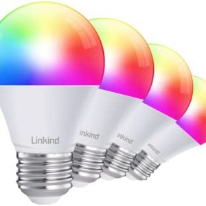 Linkind Smart Light Bulbs, Led Light Bulbs Color Changing, Smart Bulb That Work with Alexa & Google Home, A19 E26 WiFi Light Bulb Dimmable, RGBW Light Bulb No Hub Needed, 2.4Ghz WiFi,4 Pack