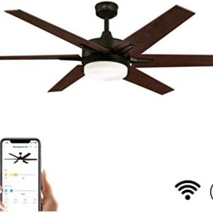 Westinghouse Lighting 74002B00 Transitional Cayuga, Smart WiFi Ceiling Fan Compatible with Amazon Alexa and Google Home with LED Light, Remote Control, 60 Inch, Black-Bronze Finish, Frosted Opal Glass