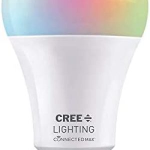 Cree Lighting Connected Max Smart Led Bulb A19 60W Tunable White + Color Changing, 2.4 Ghz, Works With Alexa And Google Home, No Hub Required, Bluetooth + Wifi, 1Pk