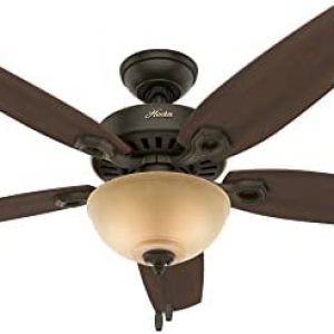 Hunter Fan Company 53091 Builder Deluxe Indoor Ceiling Fan with LED Light and Pull Chain Control, 52″, New Bronze Finish