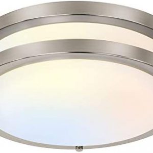 10 inch Flush Mount LED Ceiling Light Fixture, 17W 1100lm, 2700K/3000K/3500K/4000K/5000K Adjustable Ceiling Lights, Brushed Nickel Saturn Dimmable Lighting for Hallway Bathroom or Kitchen