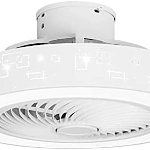 IWANU Ceiling Fans with Lights and Remote, 20 Inch 36W Enclosed Ceiling Fan, Low Profile Modern Ceiling Fan with 3-Speed Wind and 3-Color Dimmable Smart Timing (Geometry)