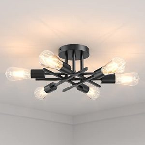 YONOK 6 Lights Semi Flush Mount Ceiling Light Fixtures, Solid Kitchen Light Fixtures Ceiling Mount, Easy Assembled Modern Chandelier wtih E26 Bulb Base for Bedroom Living Room