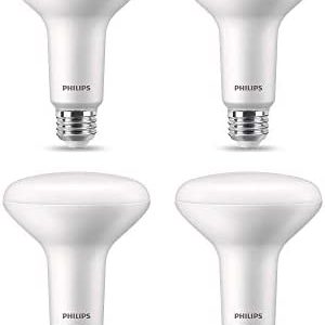 Philips LED Flicker-Free High Lumen BR30, Dimmable Warm Glow Effect, 1400 Lumen, 2700-2200K, 15W=100W, EyeComfort Technology, E26 Base, Title 20 Certified, 4-Pack