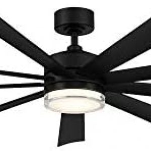 Wynd XL Smart Indoor and Outdoor 9-Blade Ceiling Fan 72in Matte Black with 3000K LED Light Kit and Remote Control works with Alexa, Google Assistant, Samsung Things, and iOS or Android App