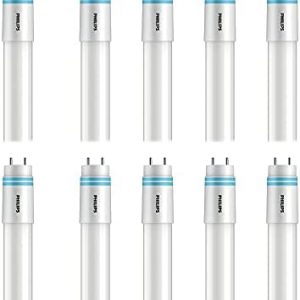 Philips LED Frosted Universal Fit 4-Foot T8 Tube Glass Light Bulb, EyeComfort Technology, Non-Dimmable, 1700 Lumen, Bright White Light (3000K), 16W=32W, Medium Bi-Pin G13 Base, 10-Pack (539148)