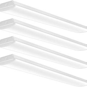 AntLux 4FT LED Wraparound Light Fixtures 4800 Lumens, 4000K 4 Foot LED Light, 40W(100W Eqv.) Flush Mount Linear Ceiling Garage Shop Lights for Laundry Room, Workshop, Kitchen, ETL Listed, 4 Pack