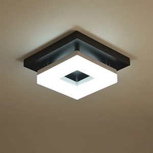 Anmaice 8in Flush Mount led Ceiling Light Fixtures 8 Watt Modern Adjustable Color Temperature Ceiling Lights for Hallways Balcony Cloakroom Small Closet Washrooms stairwell Square Black