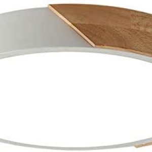 ViKaey Modern LED Ceiling Light, Minimalist Wood Style Flush Mount Ceiling Light Fixture, Circle Lighting Lamp with Acrylic Lampshade for Bedroom Living Room Dining Room Laundry (White, 11.8”)