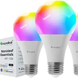 Nanoleaf Essentials A19 Smart Thread Bluetooth LED Bulbs – 3PK – White and Colors