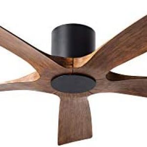 Aviator Smart Indoor and Outdoor 5-Blade Flush Mount Ceiling Fan 54in Matte Black Distressed Koa with Remote Control (Light Kit Sold Separately) works with Alexa, Google Assistant, Samsung Things, and iOS or Android App
